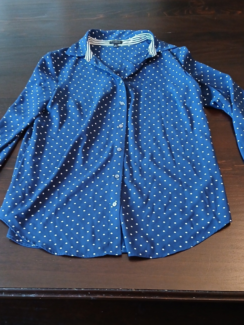 Navy Blue And White Polka Dot Shirt